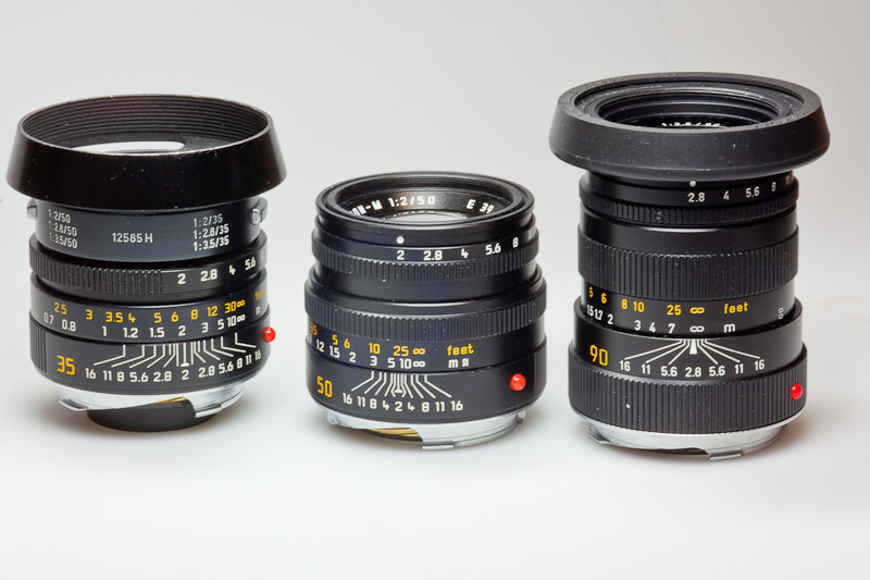 Summicron 35mm and 50mm and Elmarit 90mm